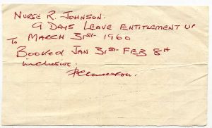 Nurse Rose leave entitlement1960